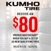 Receive an $80 Prepaid Mastercard® When You Buy A Set of (4) New Qualifying Tires.